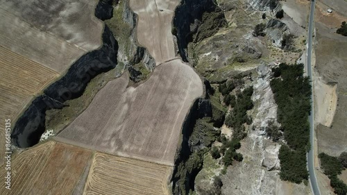 Fields of Zumbahua in Ecuadorian Altiplano. Highland Andes near Quilotoa lagoon, South America