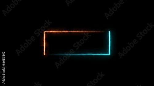 Wallpaper Mural Bright abstract neon light rectangle frame animation background. 4k video, Torontodigital.ca