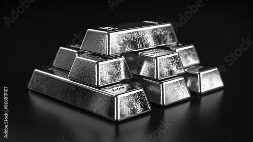Stacks of pure silver bar background