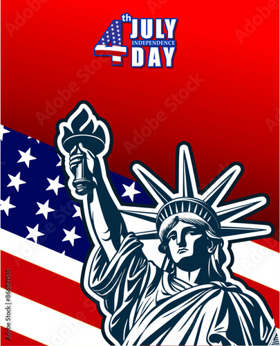 Vector illustration of the statue of liberty with the theme of 4th american independence day