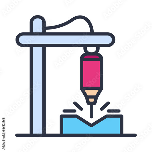 CNC icon. CNC Machinery icon. Computer Numerical Control Machine icon.