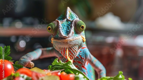 A Colorful Chameleon Close Up