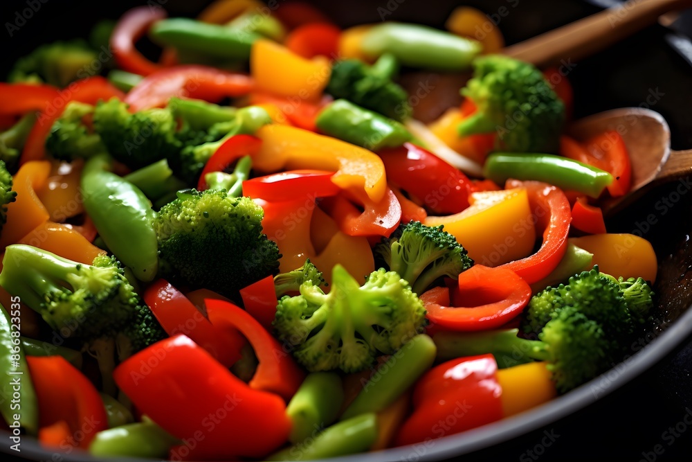 Vibrant Stir-Fried Vegetables Medley in a Rustic Bowl Vibrant Stir-Fried Vegetables Medley in a Rustic Bowl