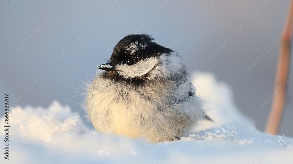 Black-capped Chickadee Perched on Snow Black-capped Chickadee Perched on Snow
