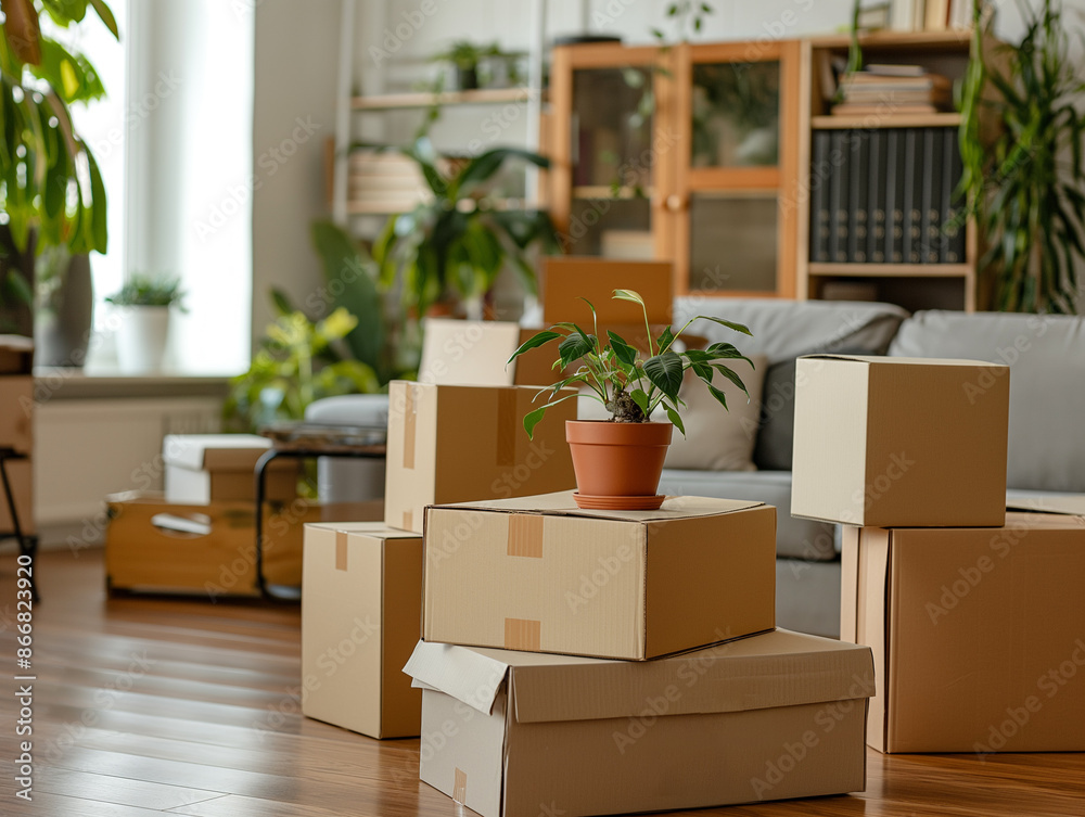 Cardboard boxes for storing things, moving things, Moving to a new house Cardboard boxes for storing things, moving things, Moving to a new house
