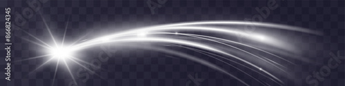 Light white wave shine effect,vector glow line sparkle shine. Silver wavy effects.	

