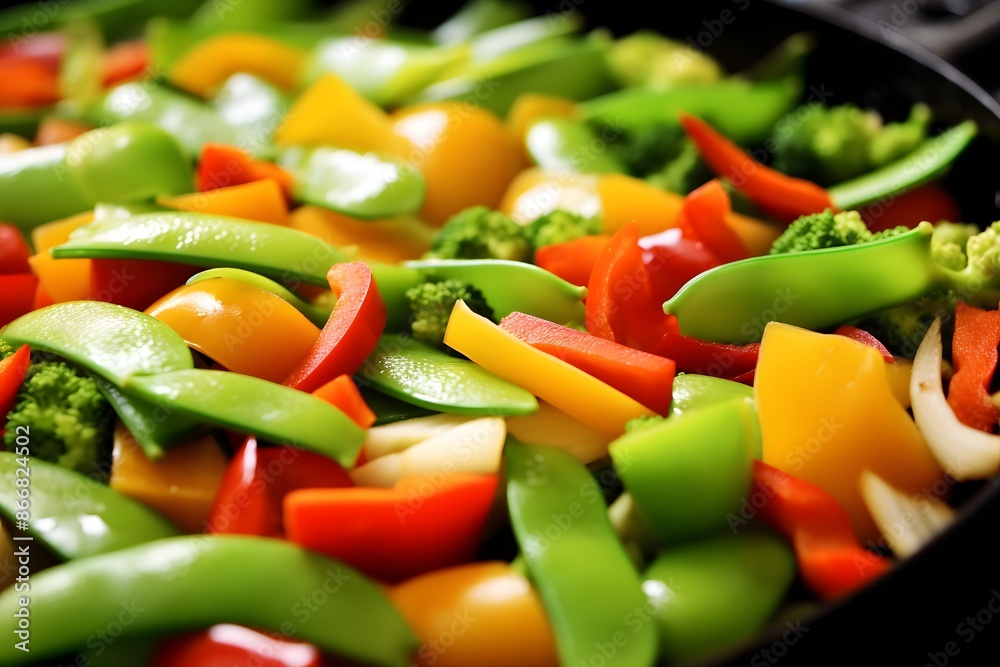 Vibrant Stir-Fried Vegetables Medley in a Rustic Bowl Vibrant Stir-Fried Vegetables Medley in a Rustic Bowl