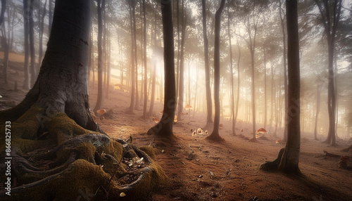 misty morning in the forest