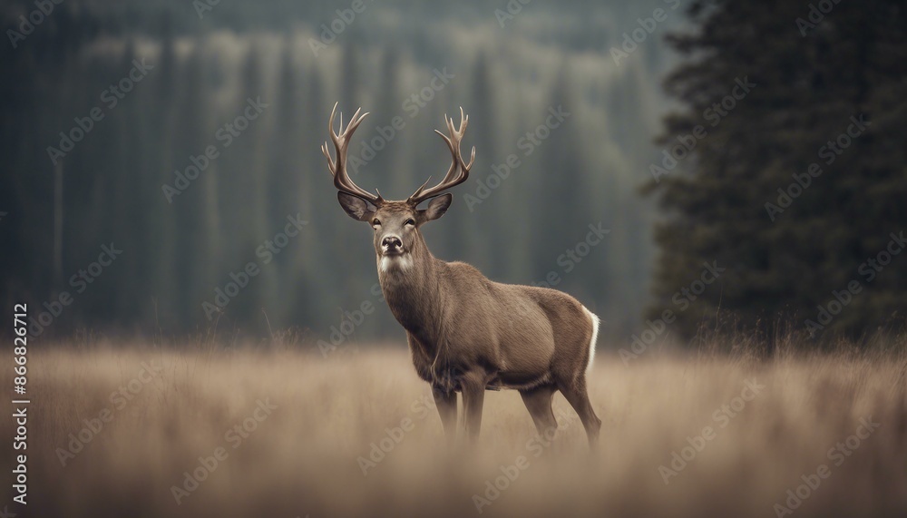 A picture of a very big deer with massive antlers. A picture of a very big deer with massive antlers.