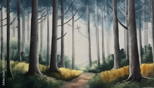 misty morning in the forest