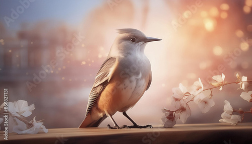 bird on a branch in winter