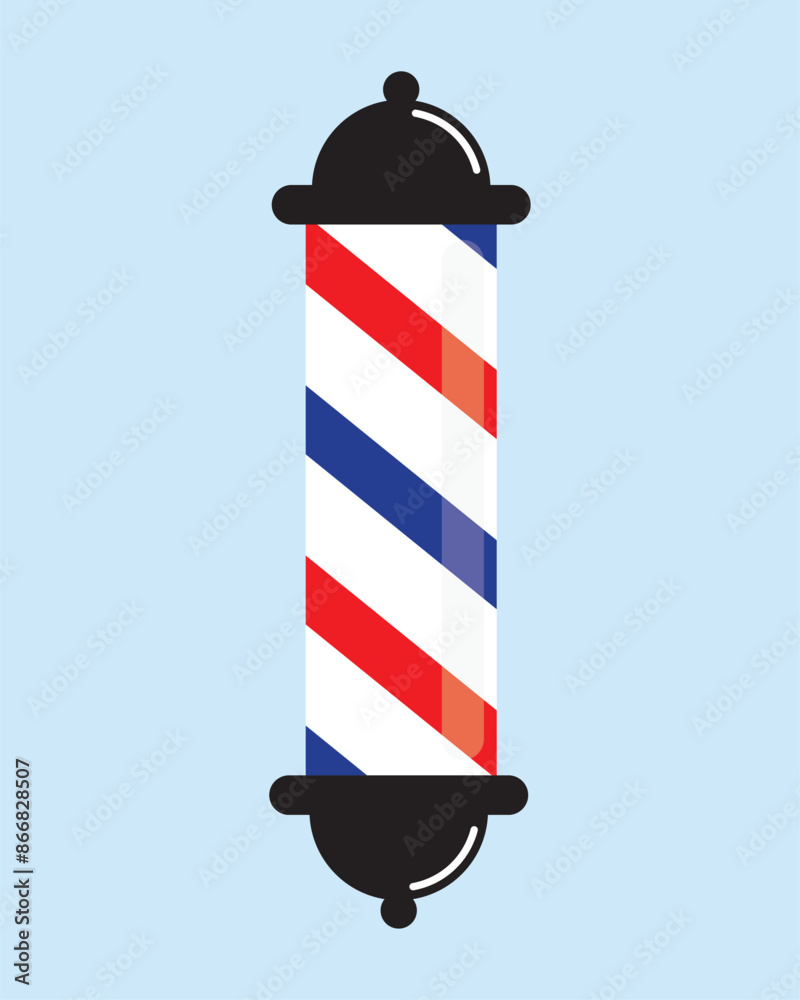 Barber pole icon vector sign illlustration design isolated. Classic Barber shop Pole signboard with a shop pole with red, blue and white stripes. Barber pole icon vector sign illlustration design isolated. Classic Barber shop Pole signboard with a shop pole with red, blue and white stripes.