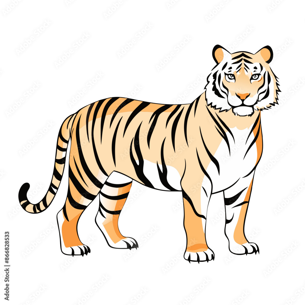 Obraz premium Bengal Tiger Vector - standing pose, majestic