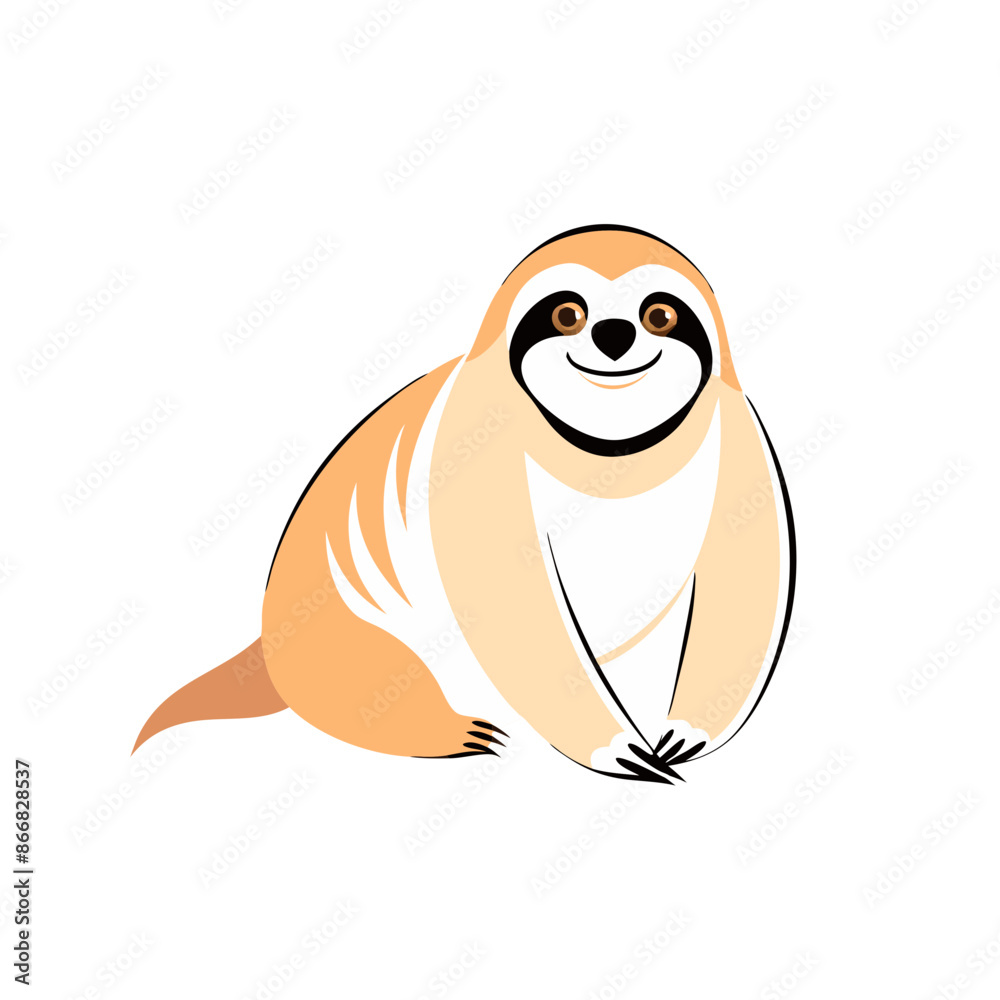 Fototapeta premium Cartoon Sloth Vector - smiling, gentle, peaceful