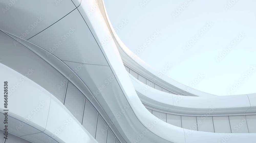 Fototapeta premium Elegant and modern architectural elements captured against a minimalist white backdrop, emphasizing the fusion of technology and design in breathtaking