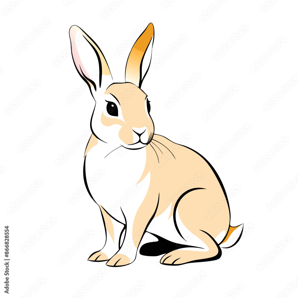 stylized sitting rabbit with long ears and a fluffy tail. stylized sitting rabbit with long ears and a fluffy tail.