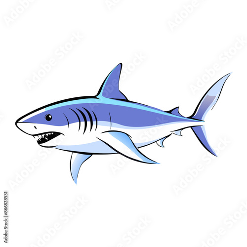 sleek gray shark with a distinctive dorsal fin.

