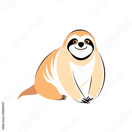 Cartoon Sloth Vector - smiling, gentle, peaceful