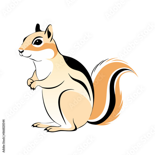 cute striped chipmunk sitting upright Illustration