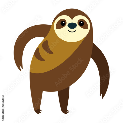 smiling brown sloth with long arms and claws.