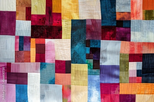 A color-blocked abstract of a patchwork quilt photo