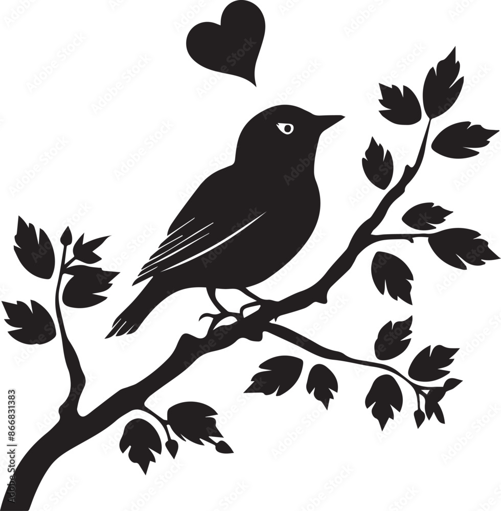 birds on tree Silhouette Vector Art Illustration 