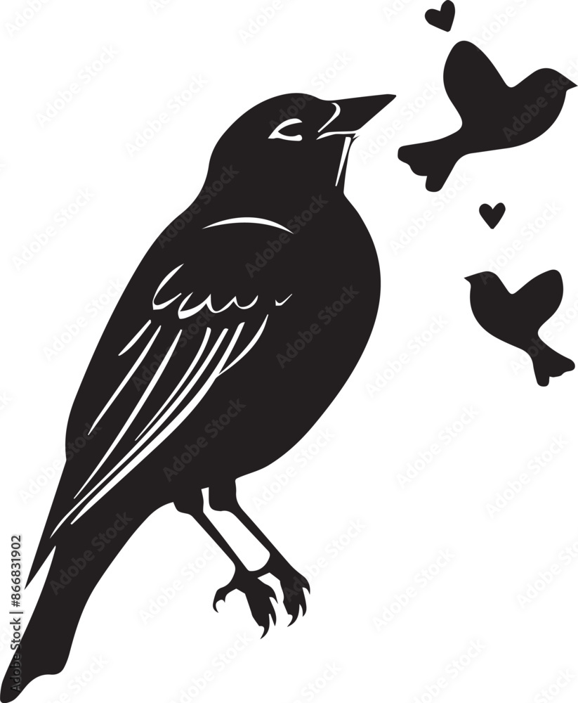 Fototapeta premium Silhouette Vector birds on tree 