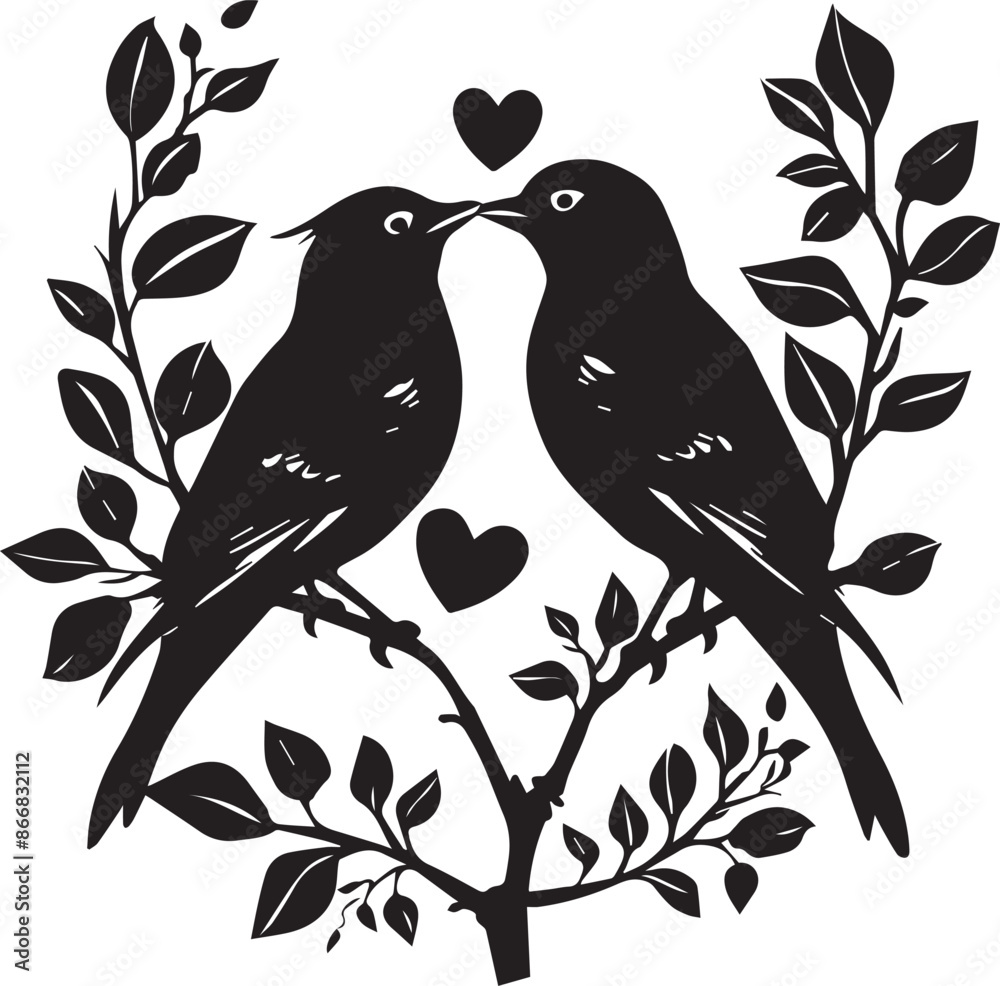 Silhouette Vector birds on tree Silhouette Vector birds on tree