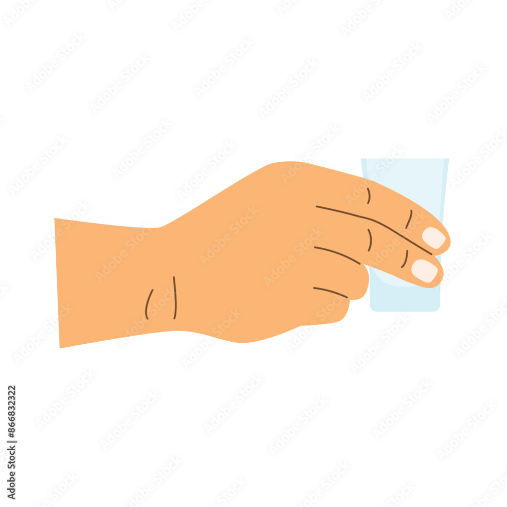 hand holding shot of vodka - vector illustration hand holding shot of vodka - vector illustration