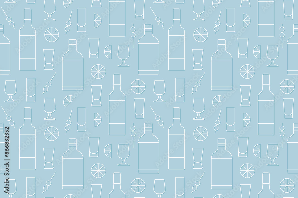 seamless pattern with vodka bottles and shot glasses- vector illustration seamless pattern with vodka bottles and shot glasses- vector illustration