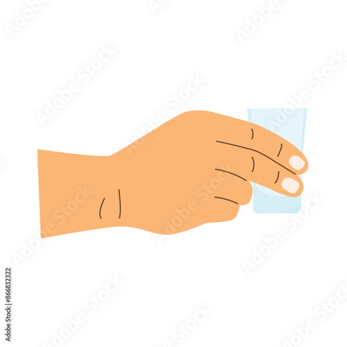 hand holding shot of vodka - vector illustration