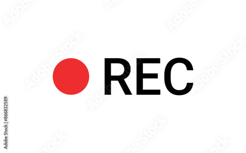 Recording sign icon. Red logo camera video recording symbol, rec icon