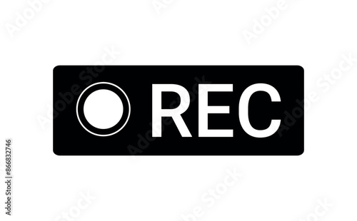 Recording sign icon. Red logo camera video recording symbol, rec icon