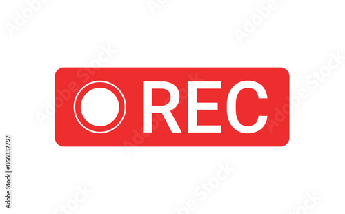 Recording sign icon. Red logo camera video recording symbol, rec icon