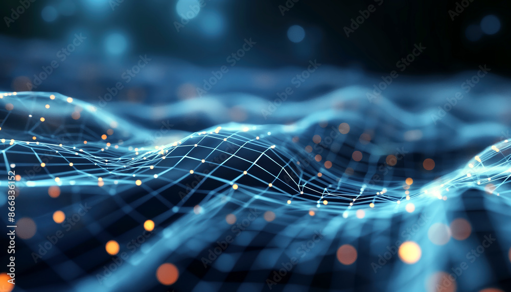 Abstract Digital Landscape with Glowing Points Abstract Digital Landscape with Glowing Points