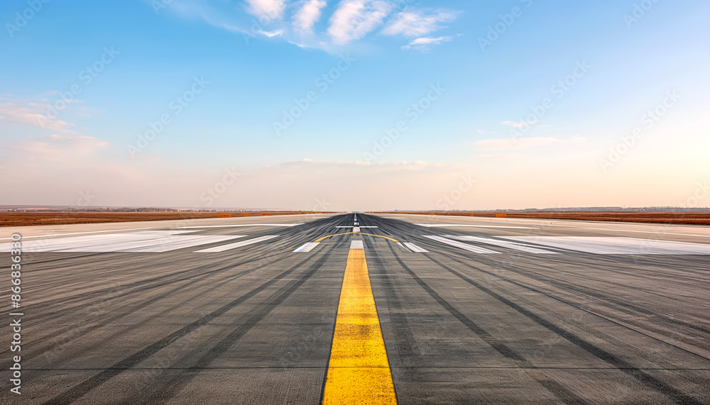 Fototapeta premium Runway at Sunset with Tire Tracks