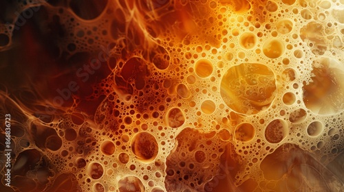 Intricate Fat Storage: Abstract Digital Art of Adipocytes in Warm Tones with High Detail photo