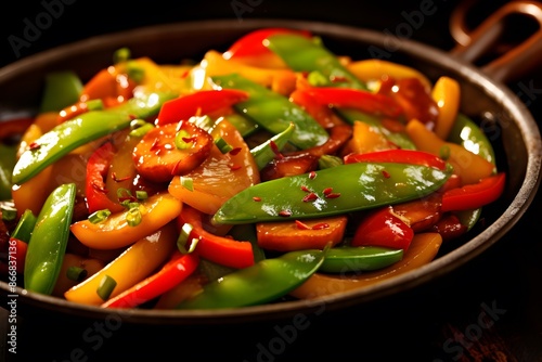 Vibrant Stir-Fried Vegetables Medley in a Rustic Bowl