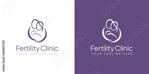 fertility clinic logo. This concept is a visual representation of helping a couple's fertility to quickly have children