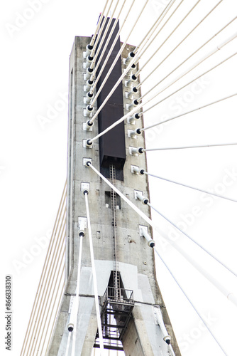 bridge mast with cable stays in cloudy weather in Warsaw in Poland