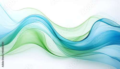 Abstract Green And Blue Waves On White Background