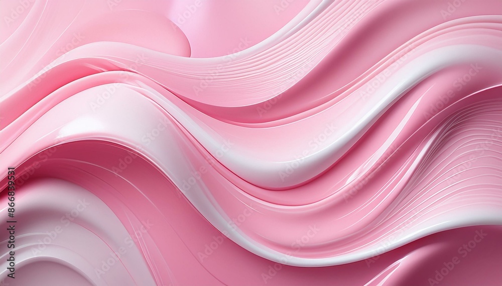 Obraz premium Moisturizer waves on a pastel pink background, creating a smooth, glossy, and fresh aesthetic.