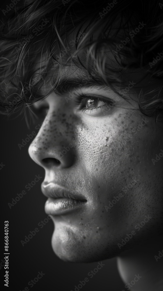 Profile of a Young Man with Freckles in Black and White
Profile of a Young Man with Freckles in Black and White