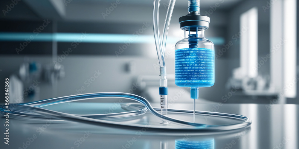 an intravenous drip infused with artificial intelligence code, modern medicine an intravenous drip infused with artificial intelligence code, modern medicine