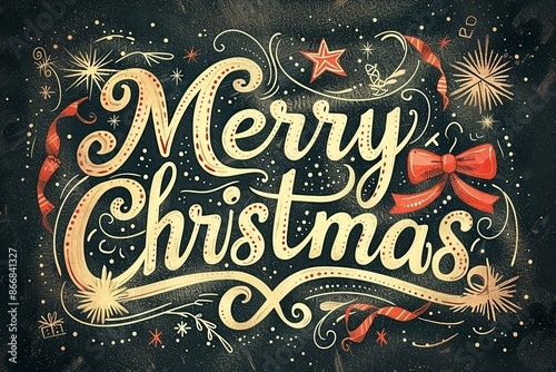 Illustrate a festive Christmas card layout with the phrase 