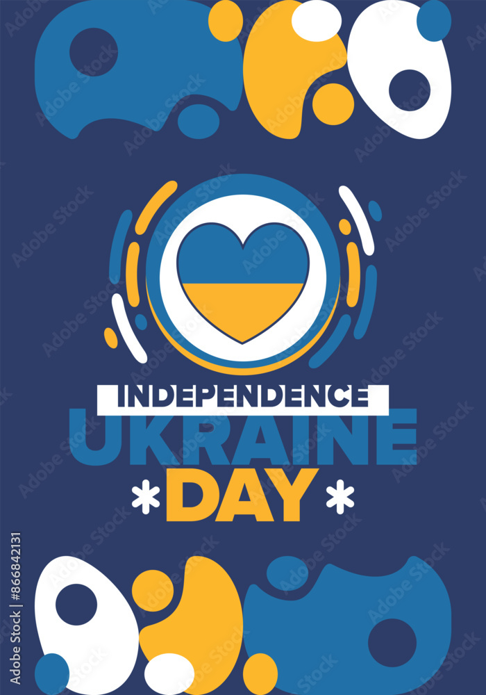 Independence Day in Ukraine. National happy holiday, celebrated annual in August 24. Ukrainian flag. Blue and yellow. Patriotic elements. Poster, card, banner and background. Vector illustration Independence Day in Ukraine. National happy holiday, celebrated annual in August 24. Ukrainian flag. Blue and yellow. Patriotic elements. Poster, card, banner and background. Vector illustration