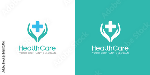 logo medical healthcare design vector symbol cross in mountain icon illustration
