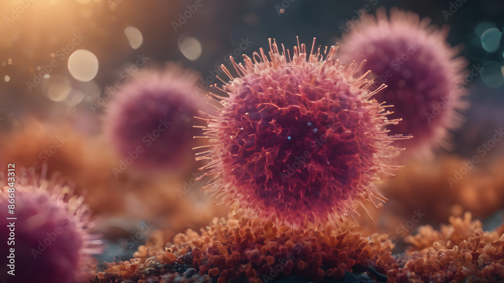 İmaginary bacteria molecule, Bacteria virus or germs illustration. Human immune system virus. AI generated image İmaginary bacteria molecule, Bacteria virus or germs illustration. Human immune system virus. AI generated image