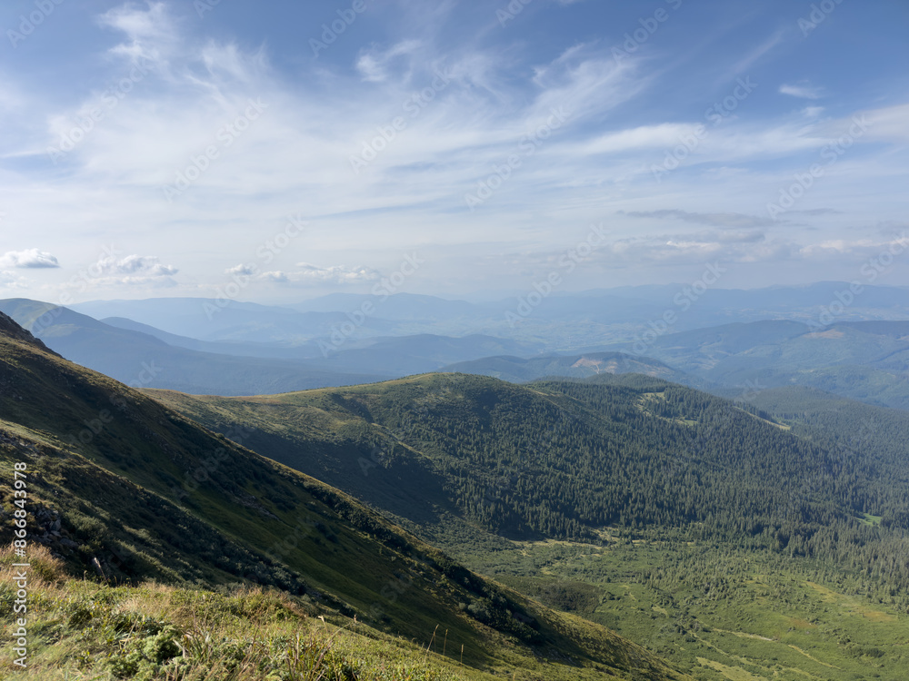 Naklejka premium Landscape with Carpathian mountains (Foothills of Hoverla)