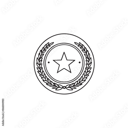 Award medal icon set. Winner or victory badge medal. Contains approved, verified, certified, star, achievement, and first medal. Vector illustration 